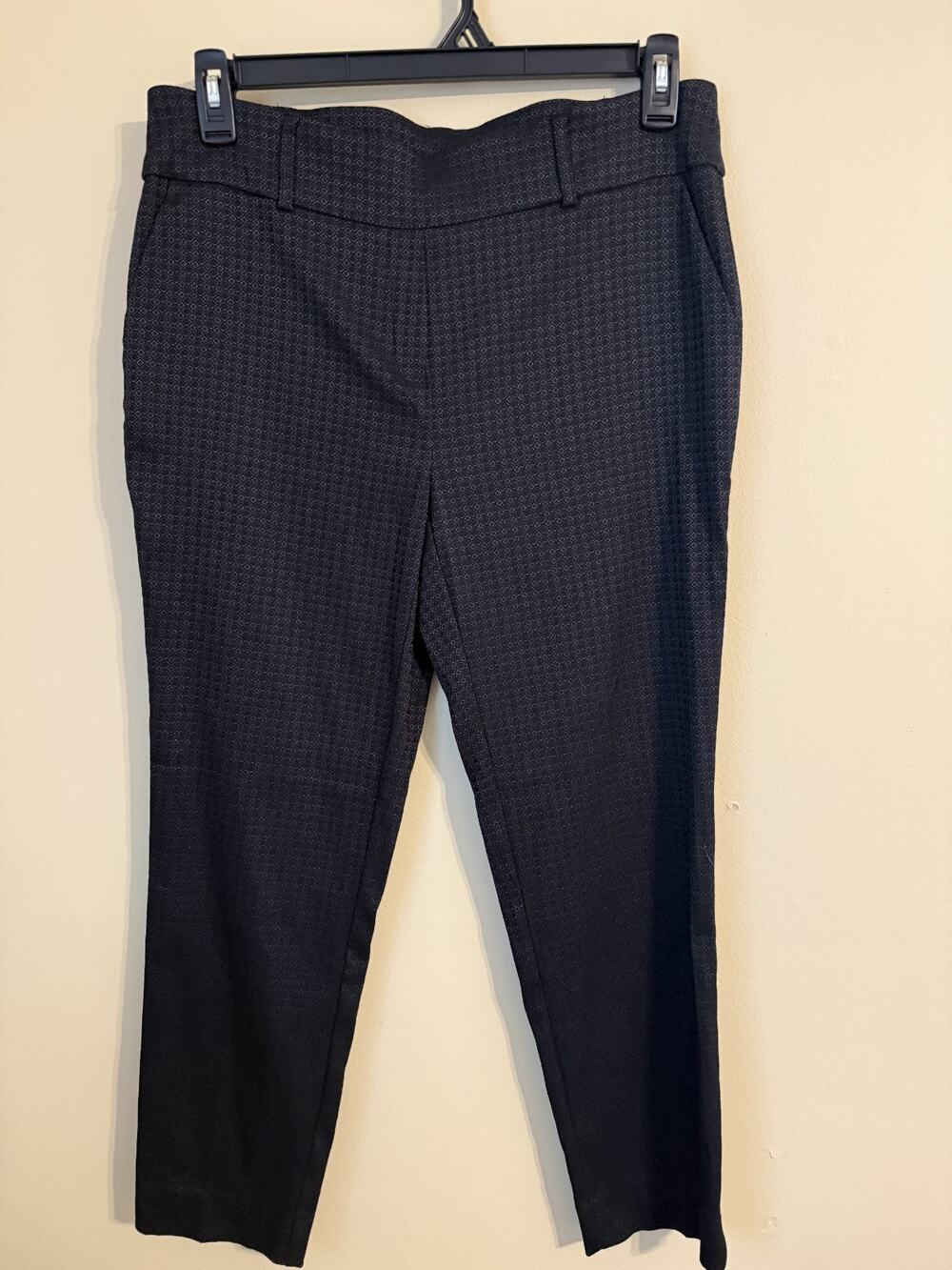 Chapter One Black Stretch Pant Geometric Pattern Metallic Sheen Size L Pockets